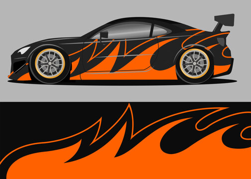 Wrap car design with fire theme