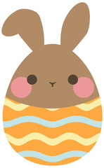 片耳の折れたイースターバニー イースターエッグ こげ茶色 ベクター素材