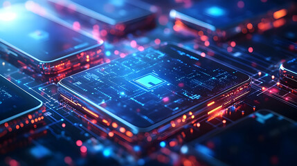 Obraz premium Secure Mobile Devices Illustration for Cybersecurity and Data Protection
