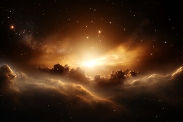 Dazzling cosmic nebula radiating vibrant colors in deep space during star formation