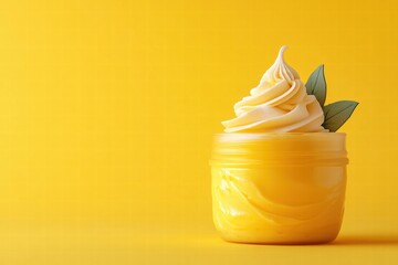 Creamy Yellow Dessert in Jar with Whipped Topping