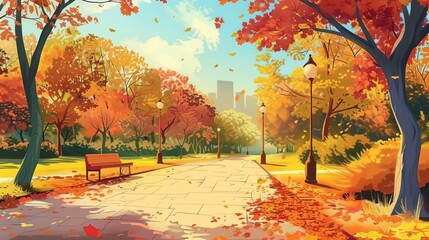 Beautiful autumn scenery in park