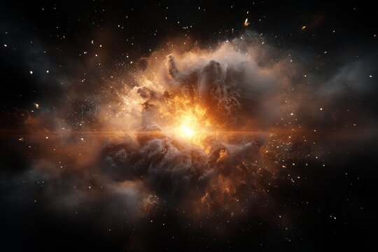 Explosion of colors showcases a stellar event in the depths of the universe with vivid energy and light