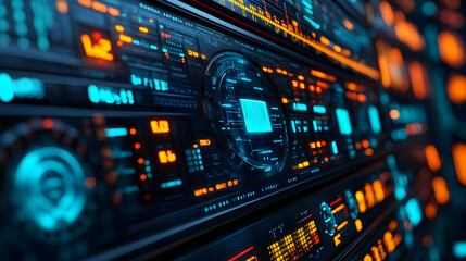 Obraz premium Macro close up of secure data storage devices with copy space concept as A macro close up of secure data storage devices with encrypted indicators highlighting the physical and digital protection of s