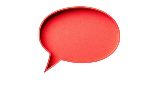 Red speech bubble, transparent background - Powered by Adobe