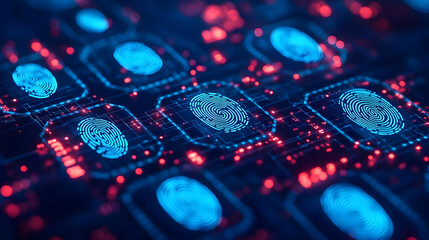 Fototapeta premium Bokeh Digital Art of Secure Biometric Systems with Copy Space for Advanced Security