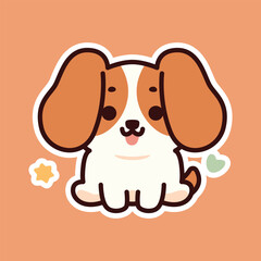 Adorable Brown Dog with Flower Background - Fun Cartoon Illustration
