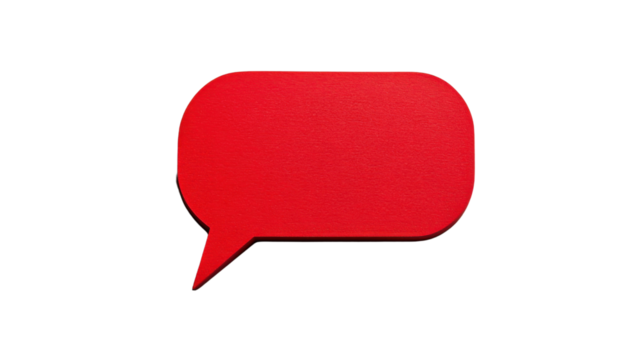 Red speech bubble, transparent background