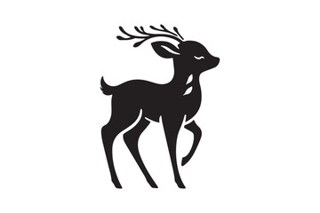 minimalist baby deer vector silhouette black color in white background