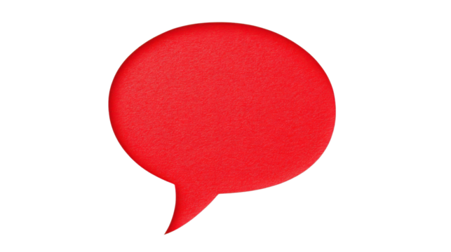 Red speech bubble, transparent background