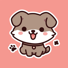 Happy Brown Dog with Paw Print Background - Fun Cartoon Illustration