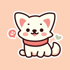 Adorable Brown Dog with Pink Flowers - Cute Cartoon Illustration