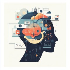 Exploration of the Mind Through Abstract Art Showcasing Technology, Graphs, and Data Visualizations in a Creative Composition
