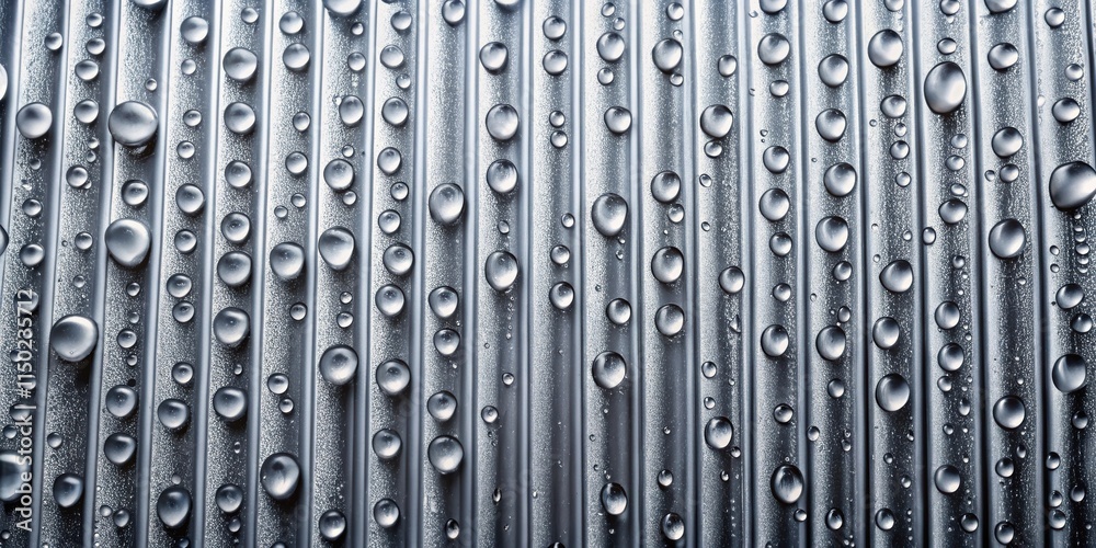 Aufkleber Abstract Water Droplets on a Metallic Surface with Linear Texture