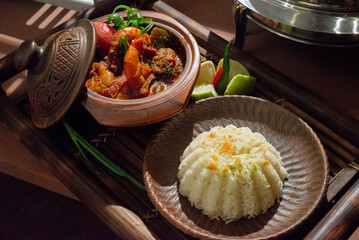 Rice and shrimp.