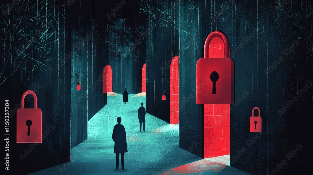 Aufkleber graphic art illustration of secure online platform demonstrating user safety in the digital realm an