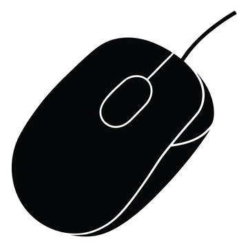 black computer mouse with cord clip art preview
