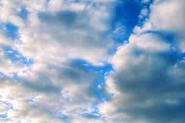 Scenic sunset sky view, colorful sunset sky background, vast panoramic sunset evening sky landscape