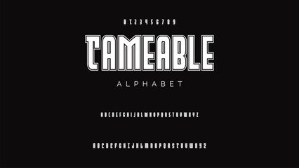 Fototapeta premium Creative geometric modern urban alphabet font. Digital abstract futuristic, fashion, sport, minimal technology typography.