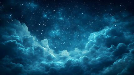 Obraz premium Glossy background with an abstract depiction of night sky and clouds copy space above. concept as A glossy image featuring an abstract representation of the night sky with clouds symbolizing mystery a
