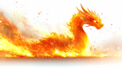 Obraz premium Dynamic Vector Illustration Chinese Dragon Motion Isolated White Background