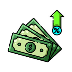 Made in uk Illustration of Increasing Money with Percentage Sign