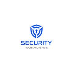 Cyber security logo icon design with shield and lock key graphic idea for website security, online secure logo vector template, etc