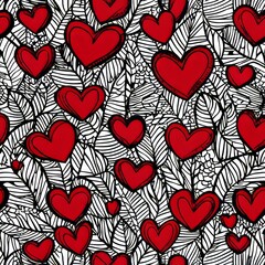 Watercolor seamless pattern with elements for Valentine's Day.