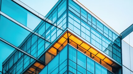 Close-up glass and steel facade modern Architecture exterior