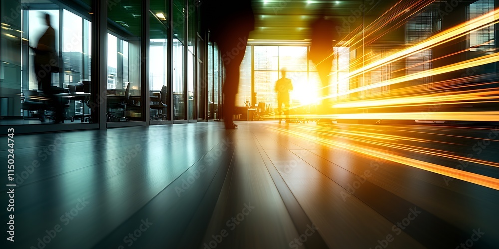 Aufkleber Fast-Paced Office Environment With Modern Design And Dynamic Workforce : Generative AI