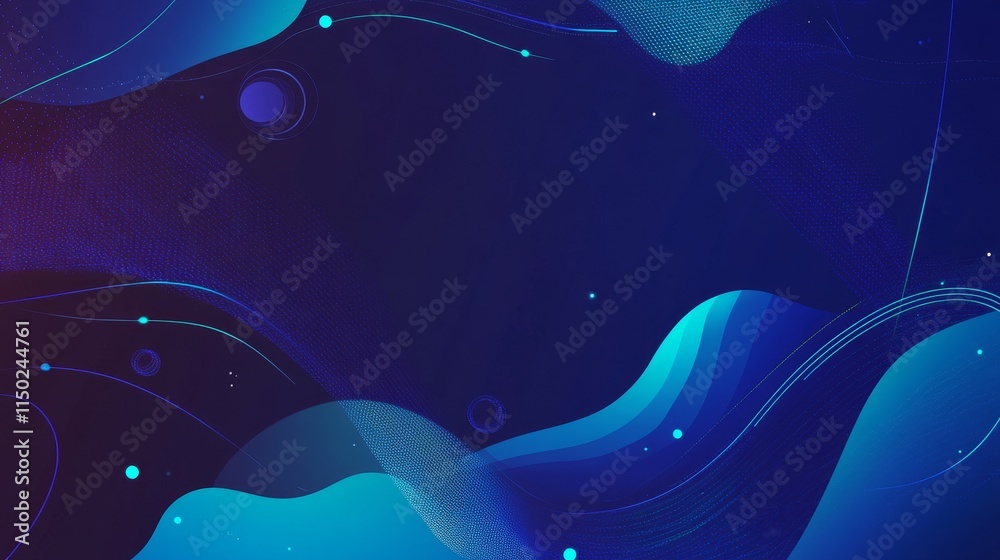 Poster dynamic blue abstract background with flowing lines and shapes creating a modern artistic design ide