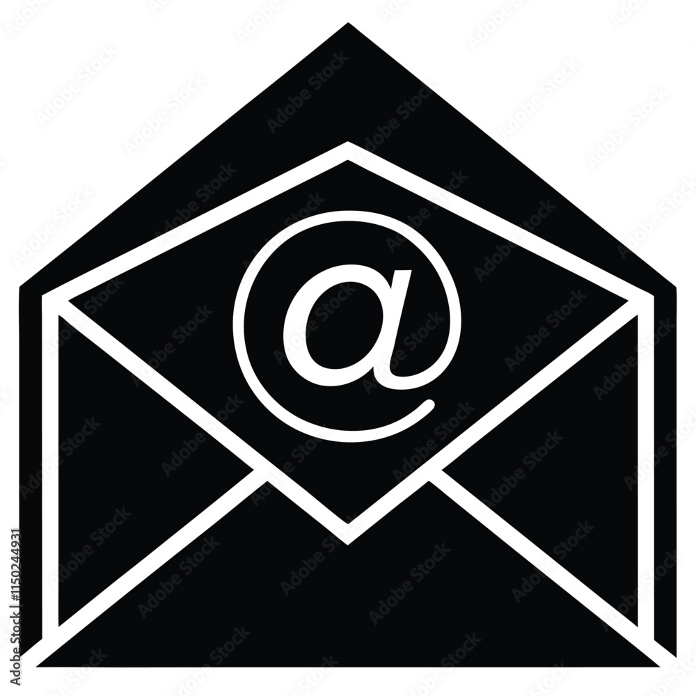 Poster Email symbol silhouette design