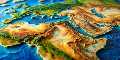 Tilt-Shift Middle East: Arabian Peninsula & Earth's Topography - Detailed 3D Map