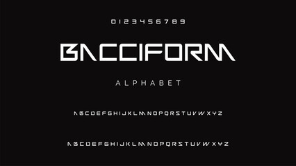 Creative font. Modern abstract digital tech font. Logo creative font, type, technology, movie, digital, music, movie. Fonts and illustration in vector format.