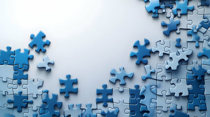 Abstract Puzzle Shapes on Plain Background for Teamwork Creativity with Copy Space