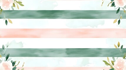 Obraz premium Watercolor Stripes Floral Design Background