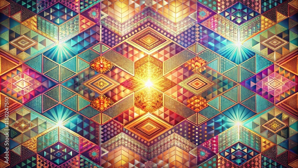Poster Intricate Geometric Mosaic A Symphony of Color and Light in a Tessellated Pattern