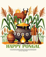Happy Pongal South Indian Harvest Festival social media post banner template
