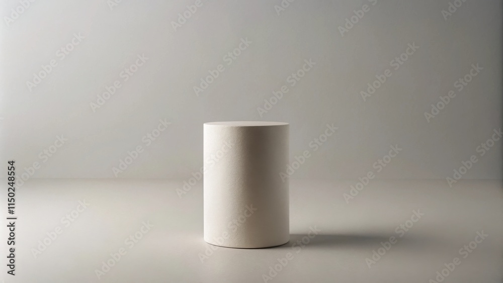 Aufkleber minimalist cylindrical pedestal on a neutral backdrop for product display or presentation