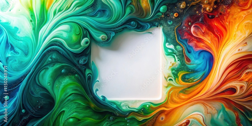 Aufkleber abstract colorful swirling paint with a central blank space ideal for text or logo placement