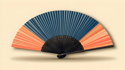 Vector image of a traditional Chinese fan open wide isolated on white background. concept as A refined vector illustration of an open traditional Chinese fan displaying intricate patterns and motifs s