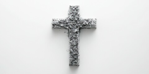 Ash Cross Symbolizing Christian Faith on White Background. Concept Religious Symbolism, Faithful Representation, White Background, Christian Iconography, Ash Cross