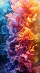 Obraz premium Rainbow Fabric Texture Colorful Gradient Abstract Ruffles 8K Ultra HD Background