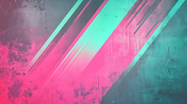 A vintage-inspired poster with a modern twist, featuring faded neon colors in shades of electric pink, cyber green, and holographic blue. The design incorporates futuristic elements, but the paper tex