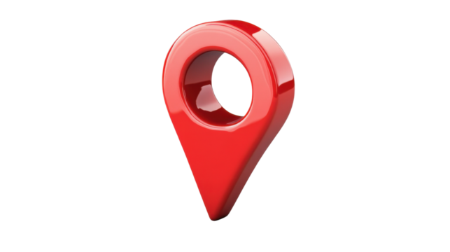 Red location pin, transparent background