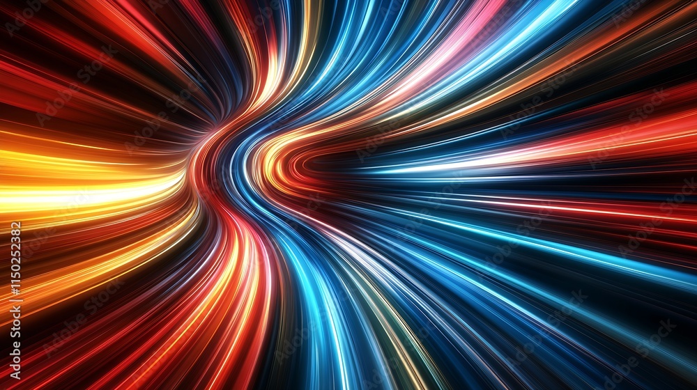 Poster Colorful dynamic abstract light streaks creating a vibrant mesmerizing motion background : Generative AI