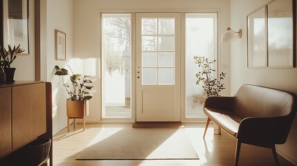 Fototapeta premium Chic and Bright Entryway with Natural Lighting and Modern Elegant Furnishings : Generative AI