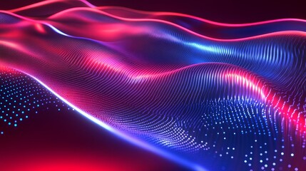 Red Blue Light Wave Pattern - Abstract digital art, vibrant color, flowing energy, dynamic motion, technology concept. Symbolizing innovation, progress, connection, and futuristic design.