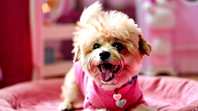 Cute dog wearing valentines day costume. Funny and cute vibe.