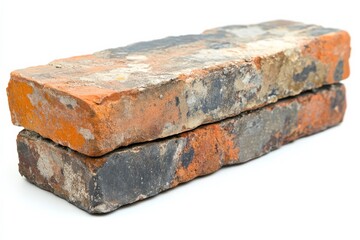 Textured Brick Section Isolated on White Background